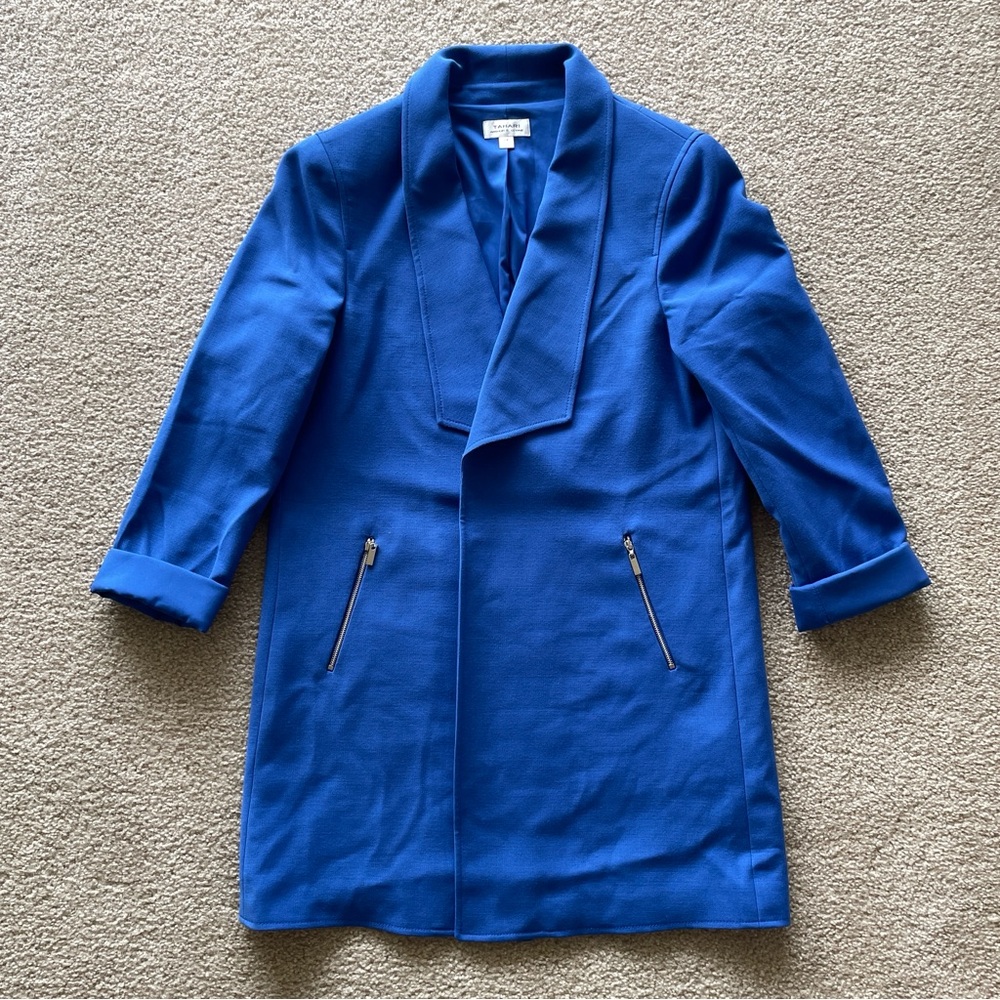 Tahari Arthur S. Levine Cobalt Blue zip detail tailored Coat